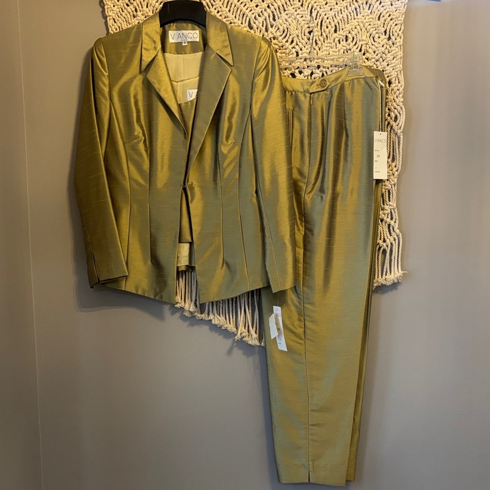 Green Women's Blazer Suit Jacket Pants